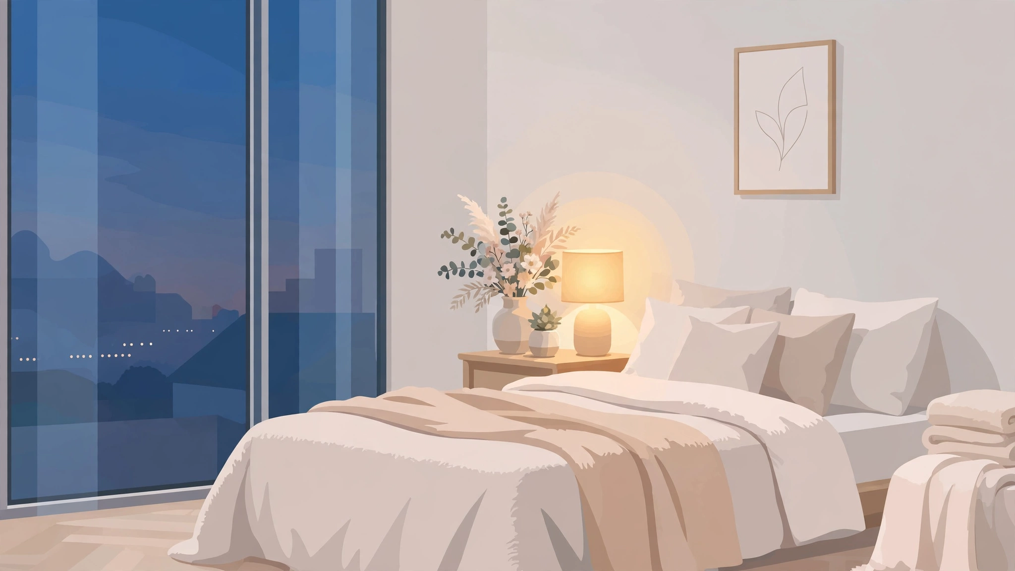 Cozy bedroom setting prepared for sensate focus exercises