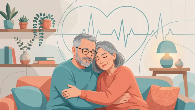 Couple embracing affectionately, illustrating safe sex after heart attack recovery