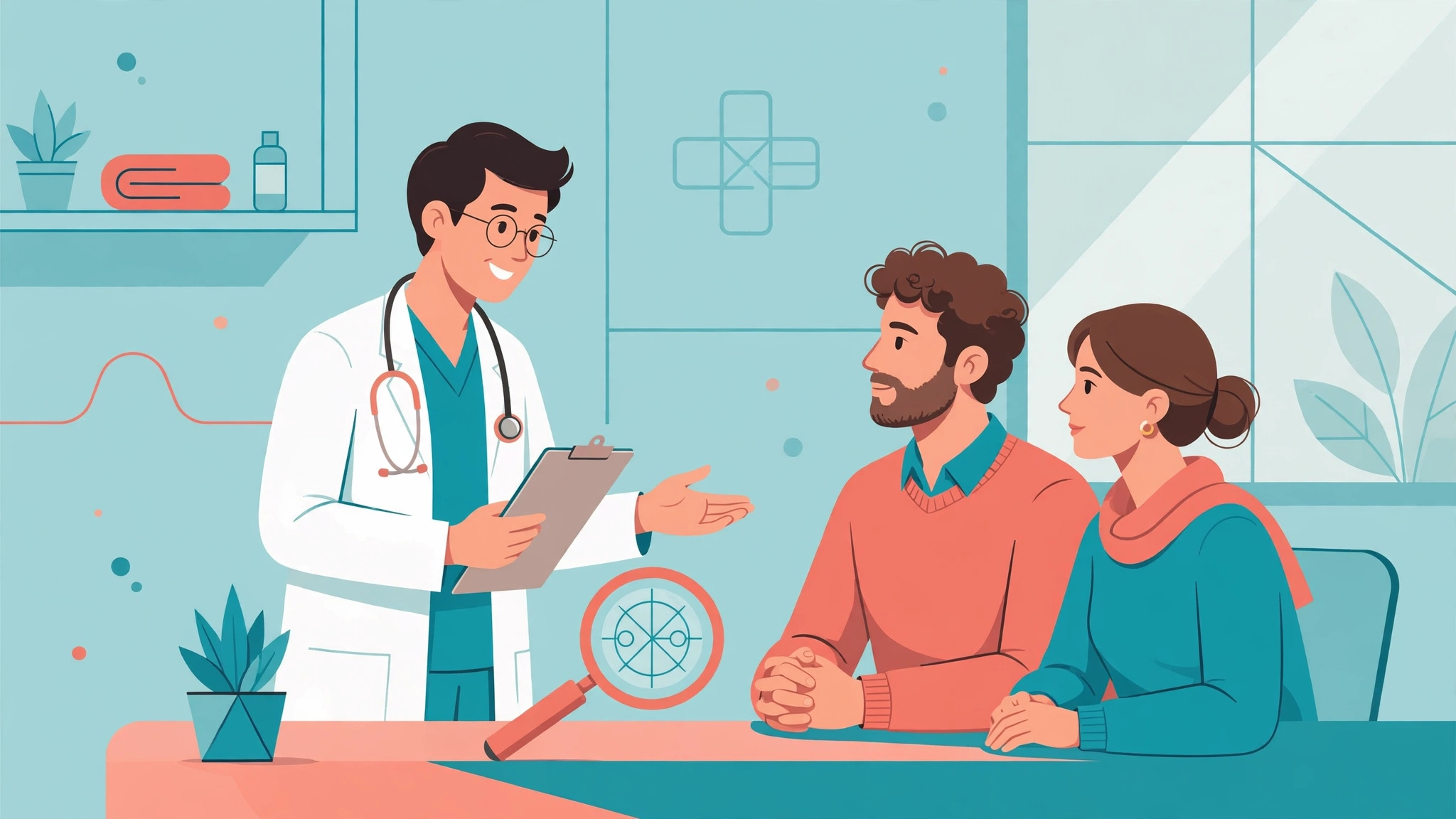 Sexual health myths vs facts explained by doctors in a flat medical illustration