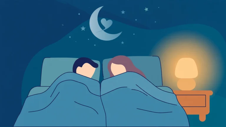 Sleep and sex drive explained: couple resting peacefully under a moonlit blanket