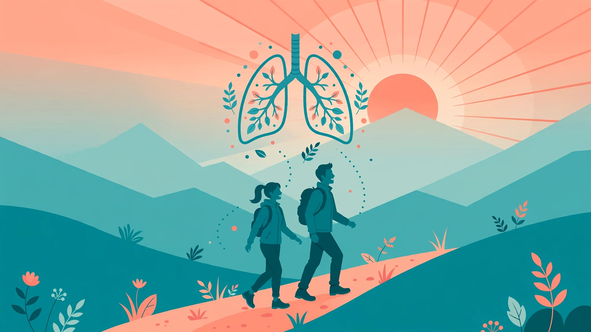 Couple exercising outdoors at sunrise after quitting smoking for better health