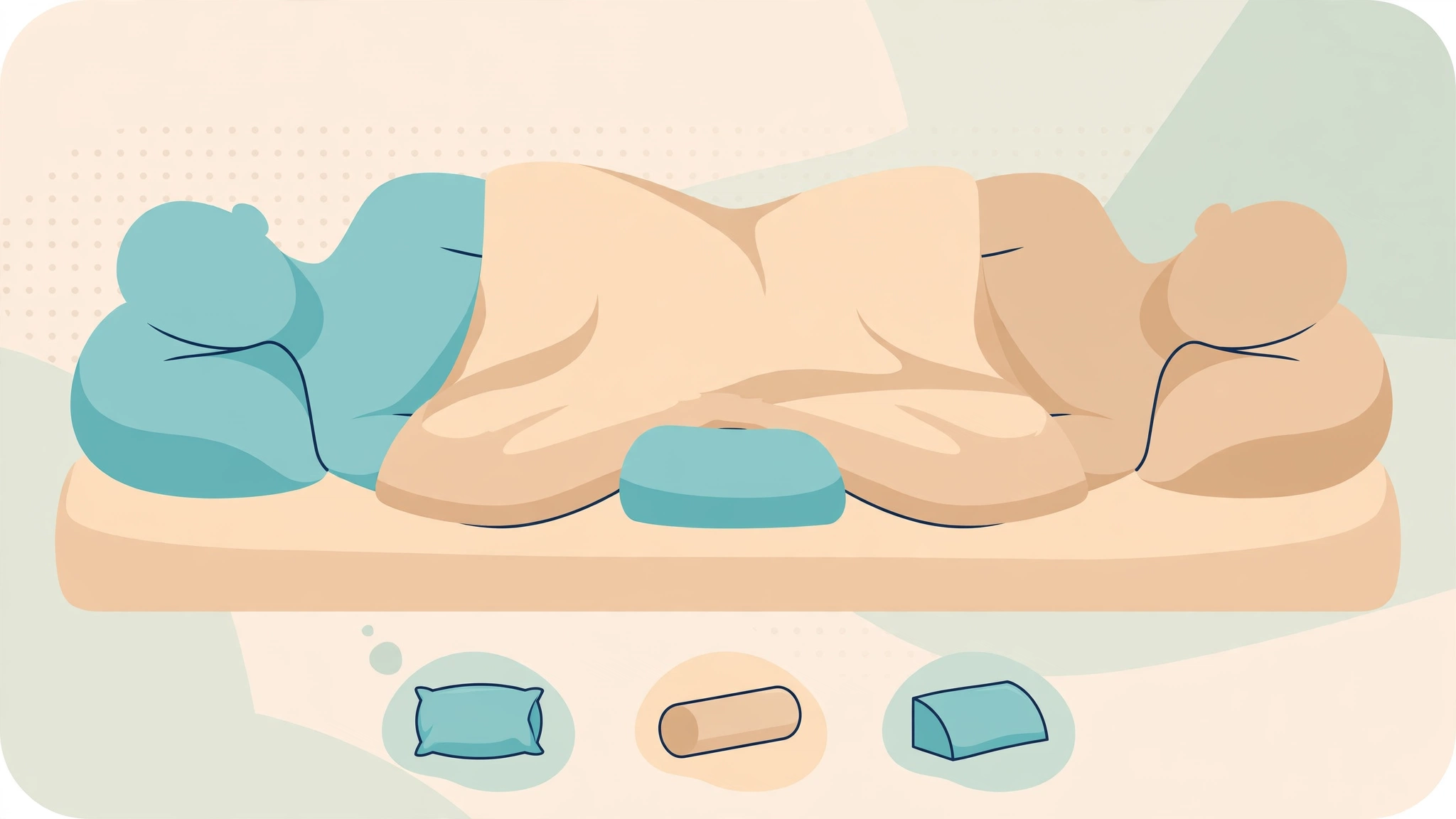 Side-lying couple with supportive pillows showing comfortable spooning alignment