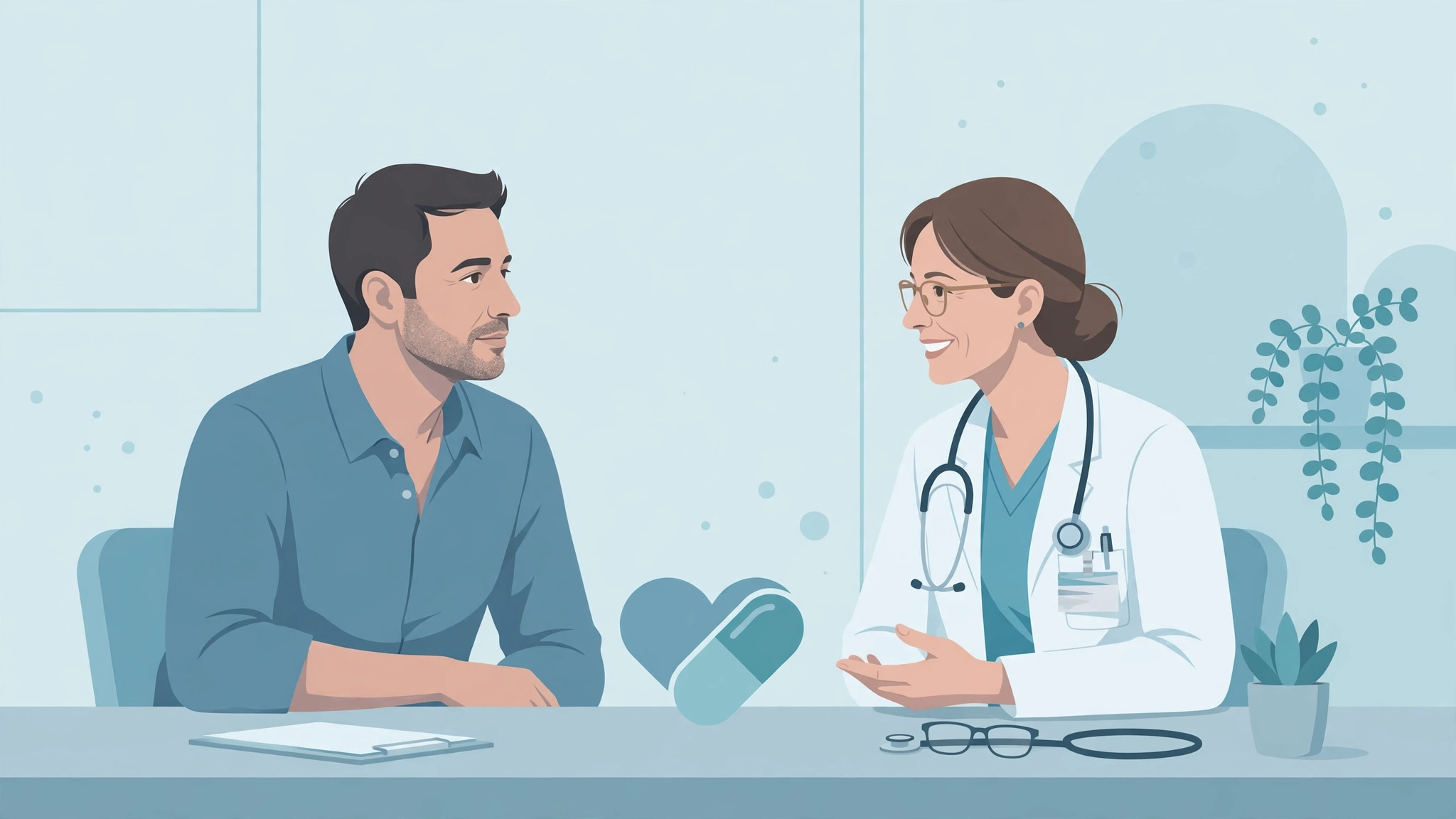 Doctor explaining statins erectile dysfunction risk to a patient
