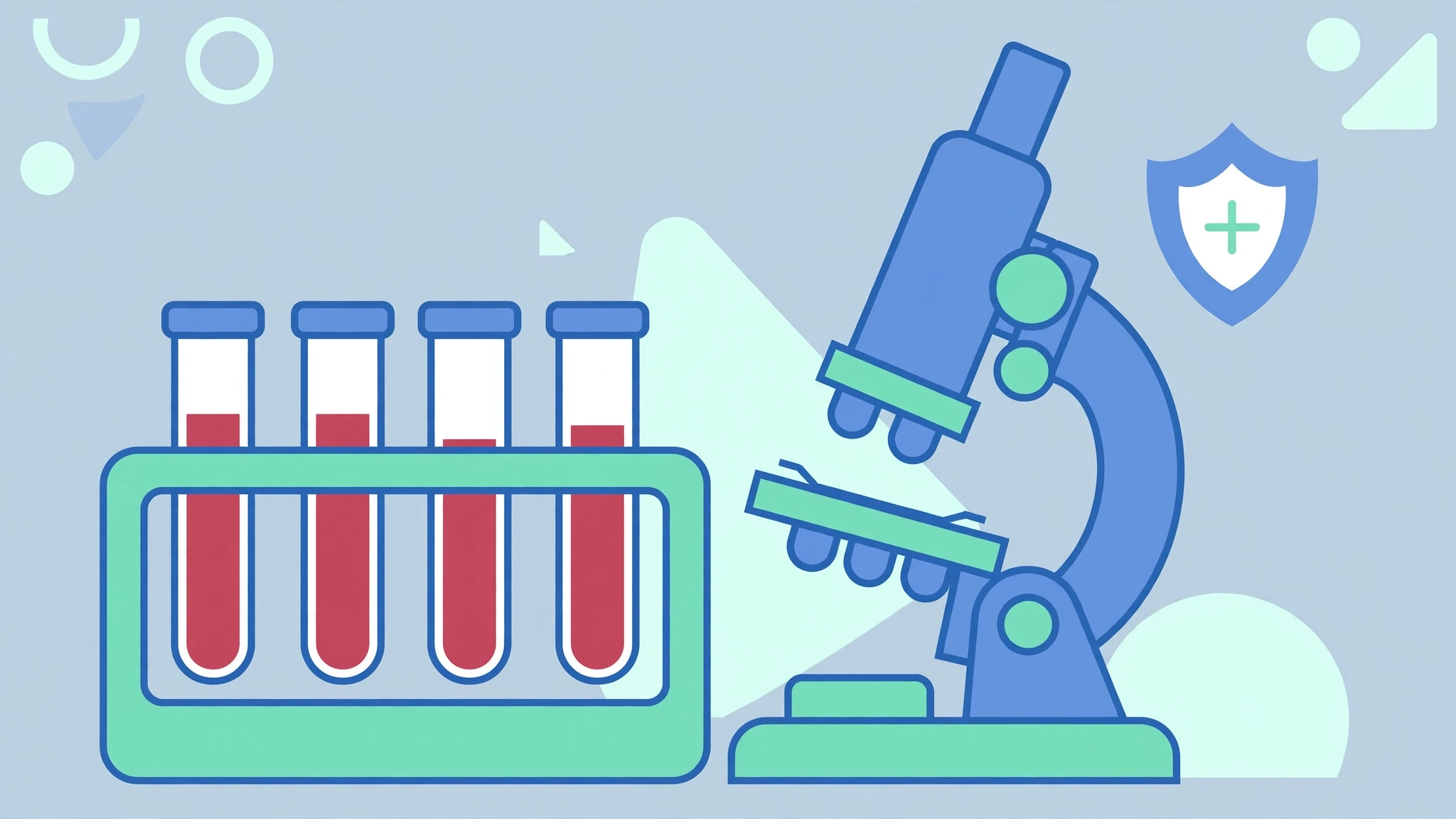 Laboratory illustration of STI blood test vials and microscope for STI testing guide