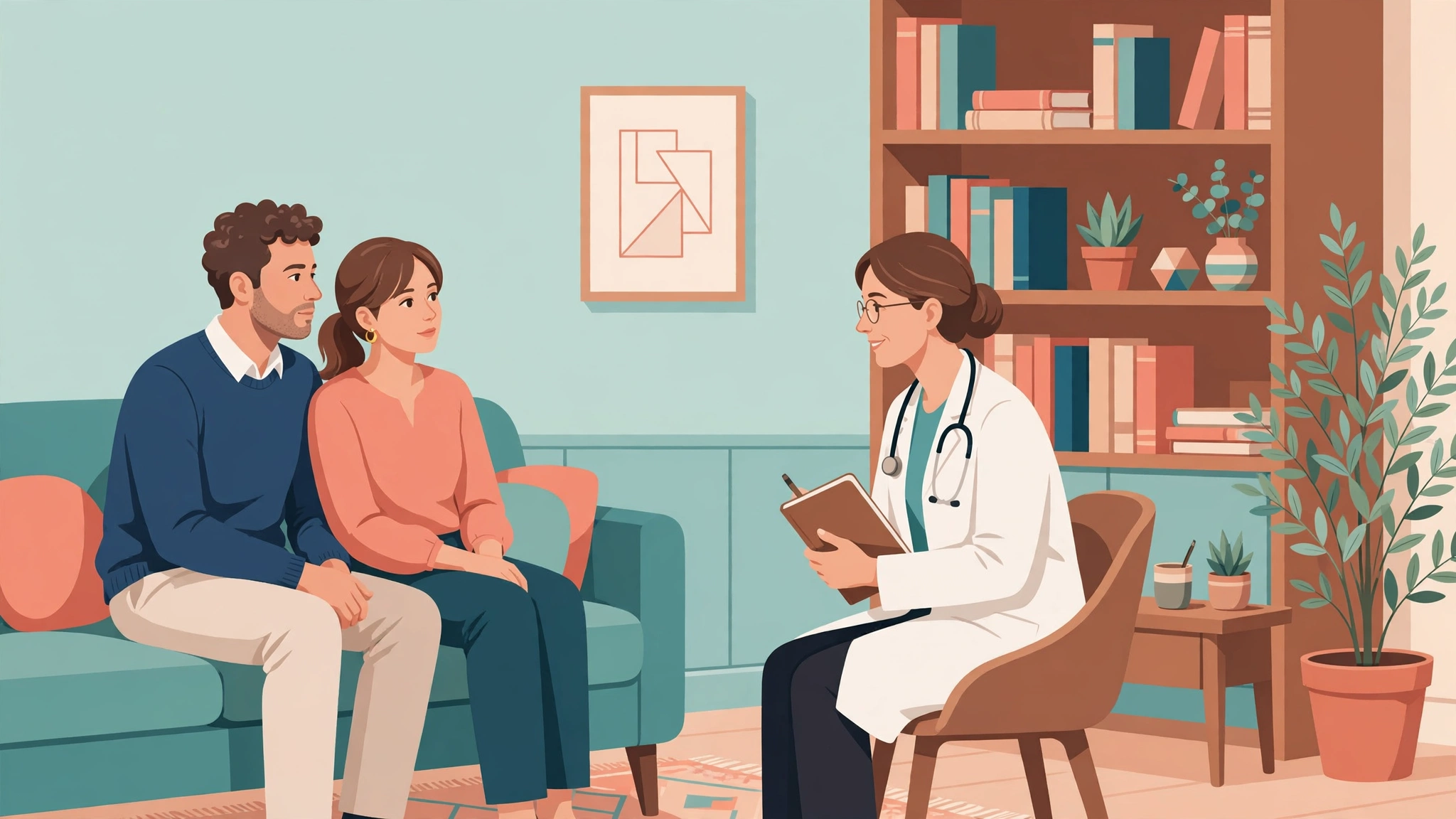 Couple discussing talking about sex with partner concerns with a therapist