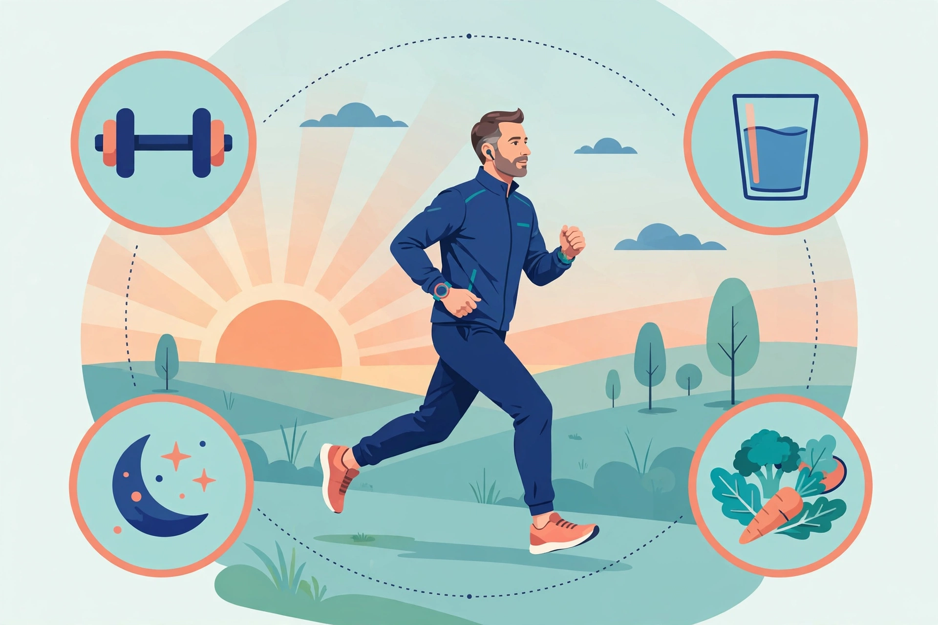 Active man supporting testosterone and prostate health through exercise