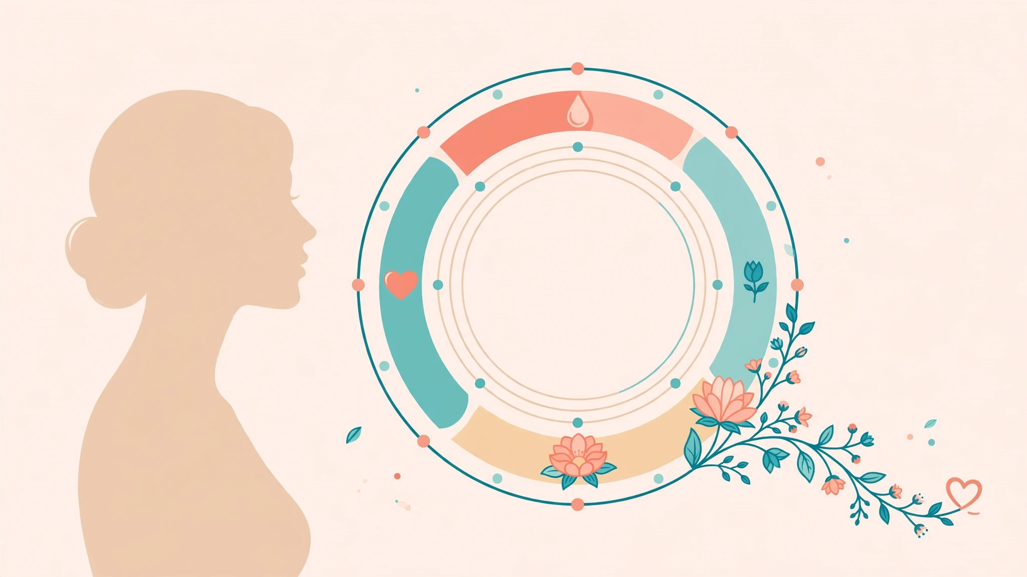 Illustration of trying to conceive tips showing a menstrual cycle tracker and fertility journey