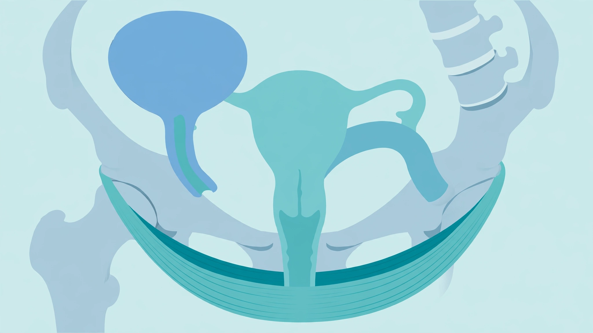 Pelvic floor muscle anatomy illustration supporting bladder health for a guide on urinary incontinence and sex