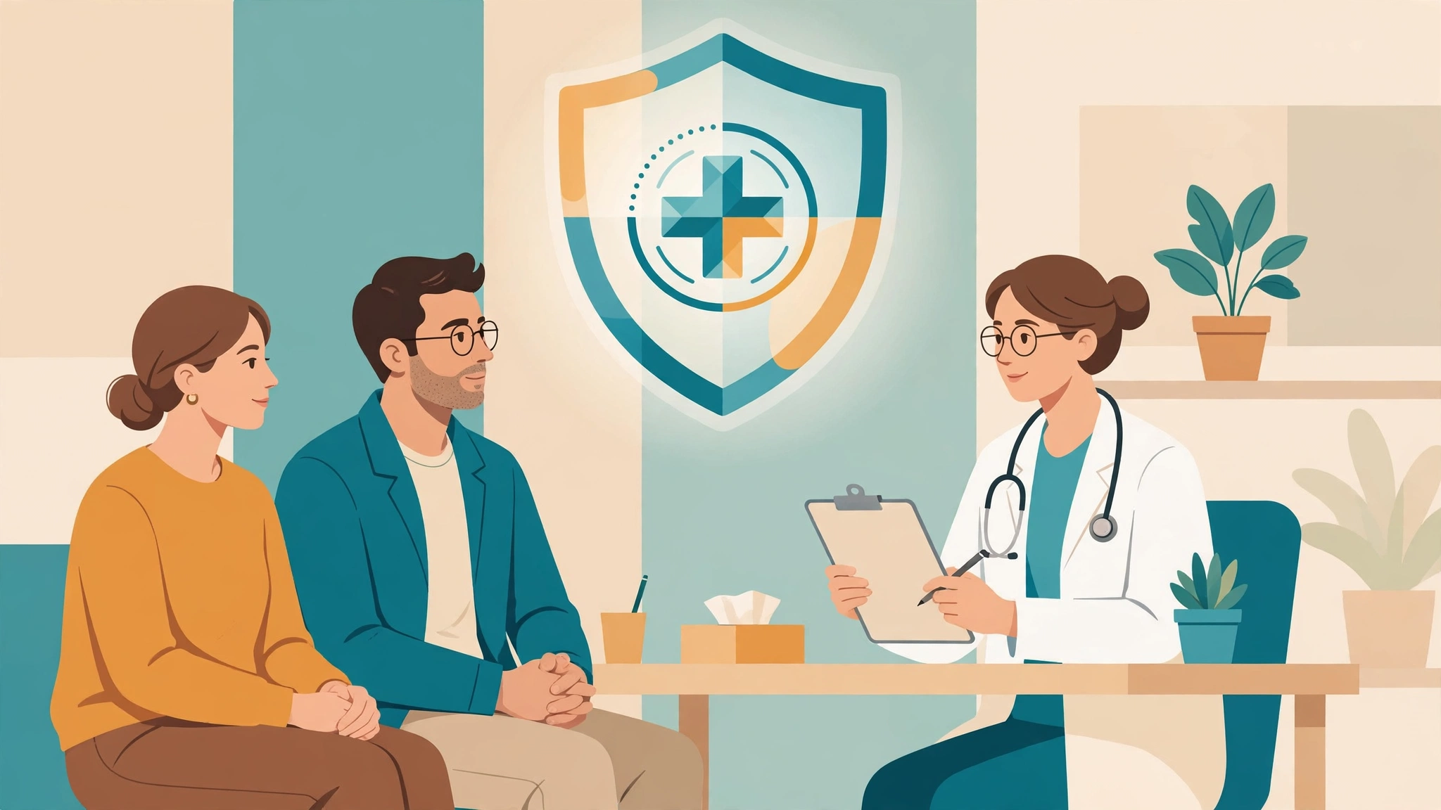 Couple talking with a doctor about uti vs std symptoms
