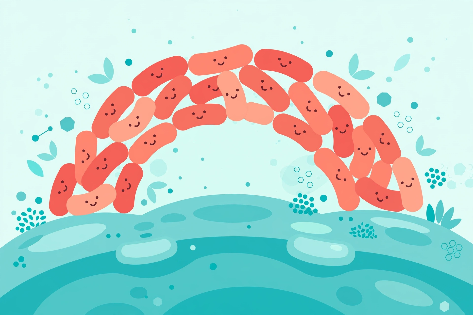 Healthy vaginal microbiome illustration showing lactobacillus bacteria protecting vaginal balance