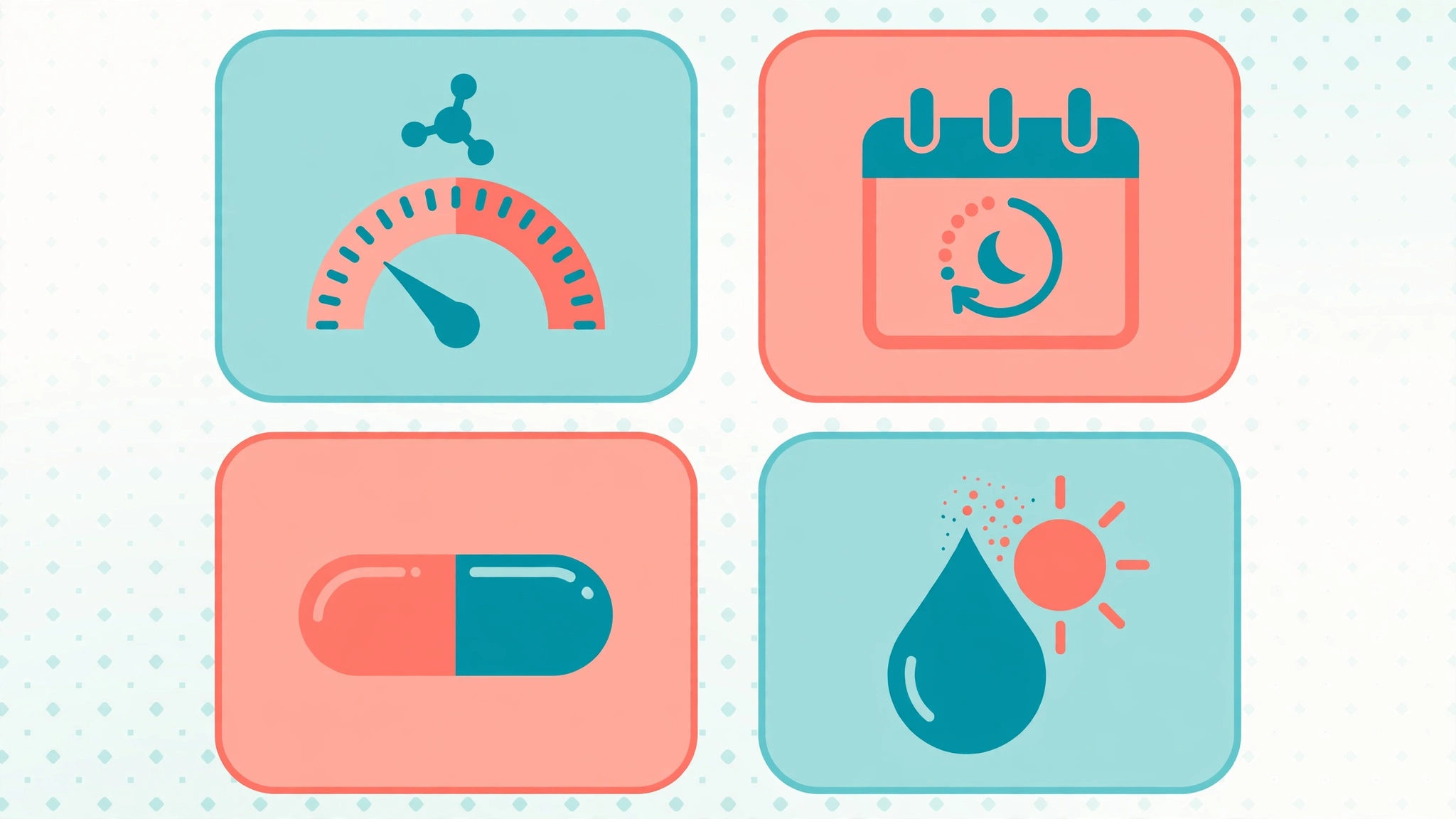 Infographic of common causes of vaginal dryness: hormones, menopause, medication, and irritants