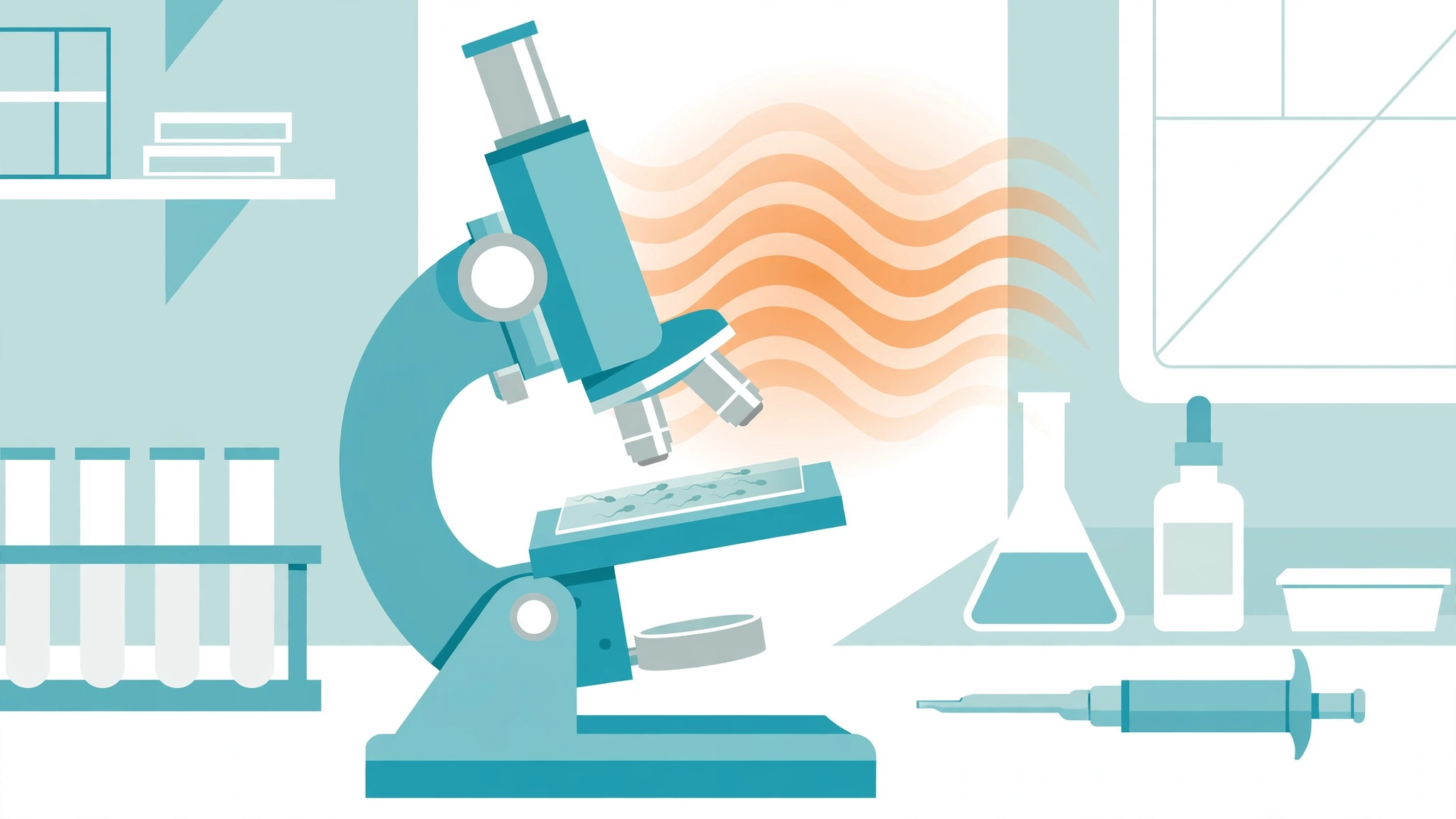 Heat's effect on sperm health in a fertility laboratory illustration