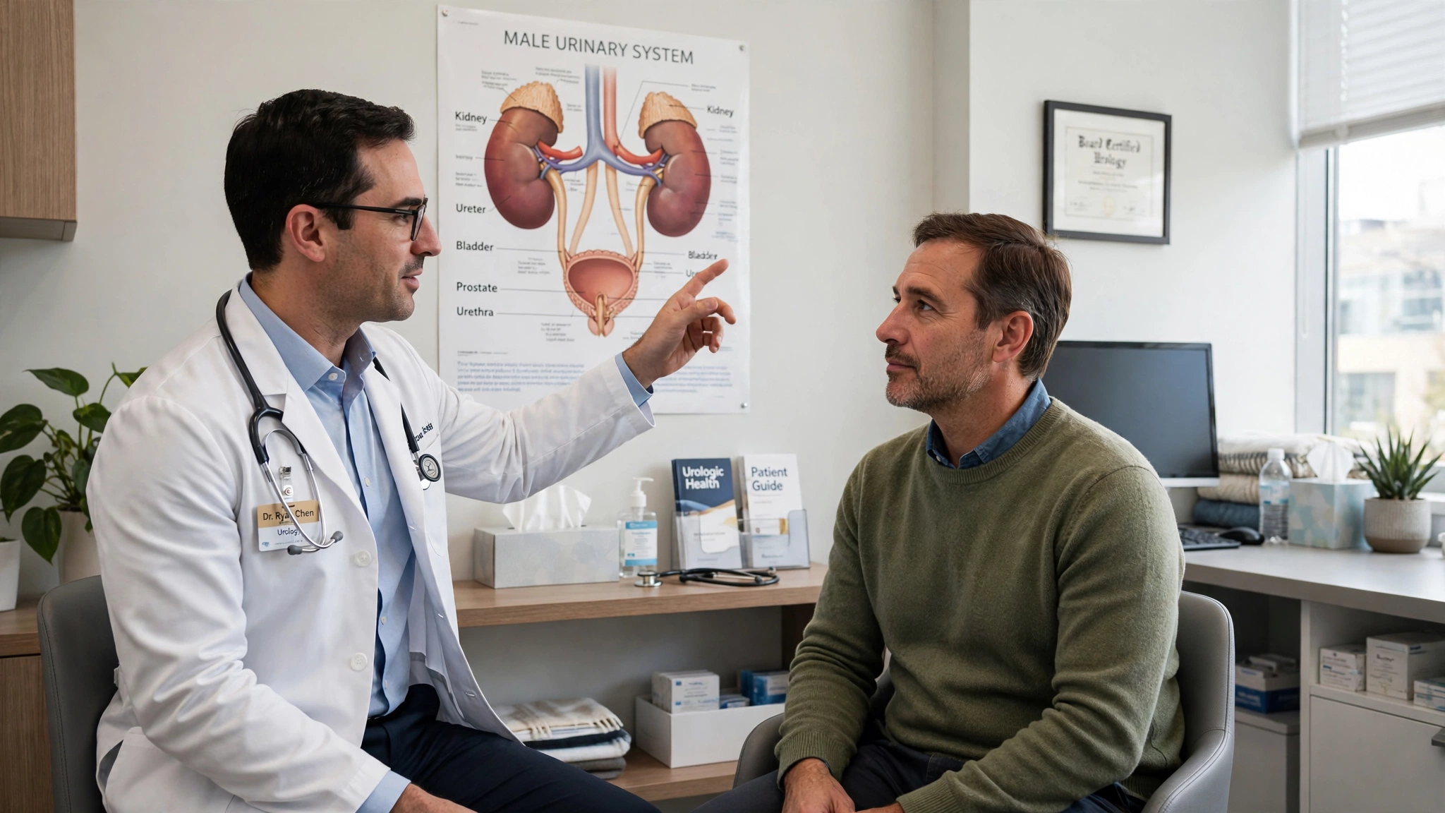 Urologist consulting with a patient about vasectomy reversal success rates
