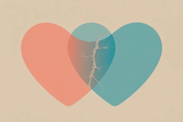 What counts as cheating: abstract illustration of a couple and a cracked boundary line