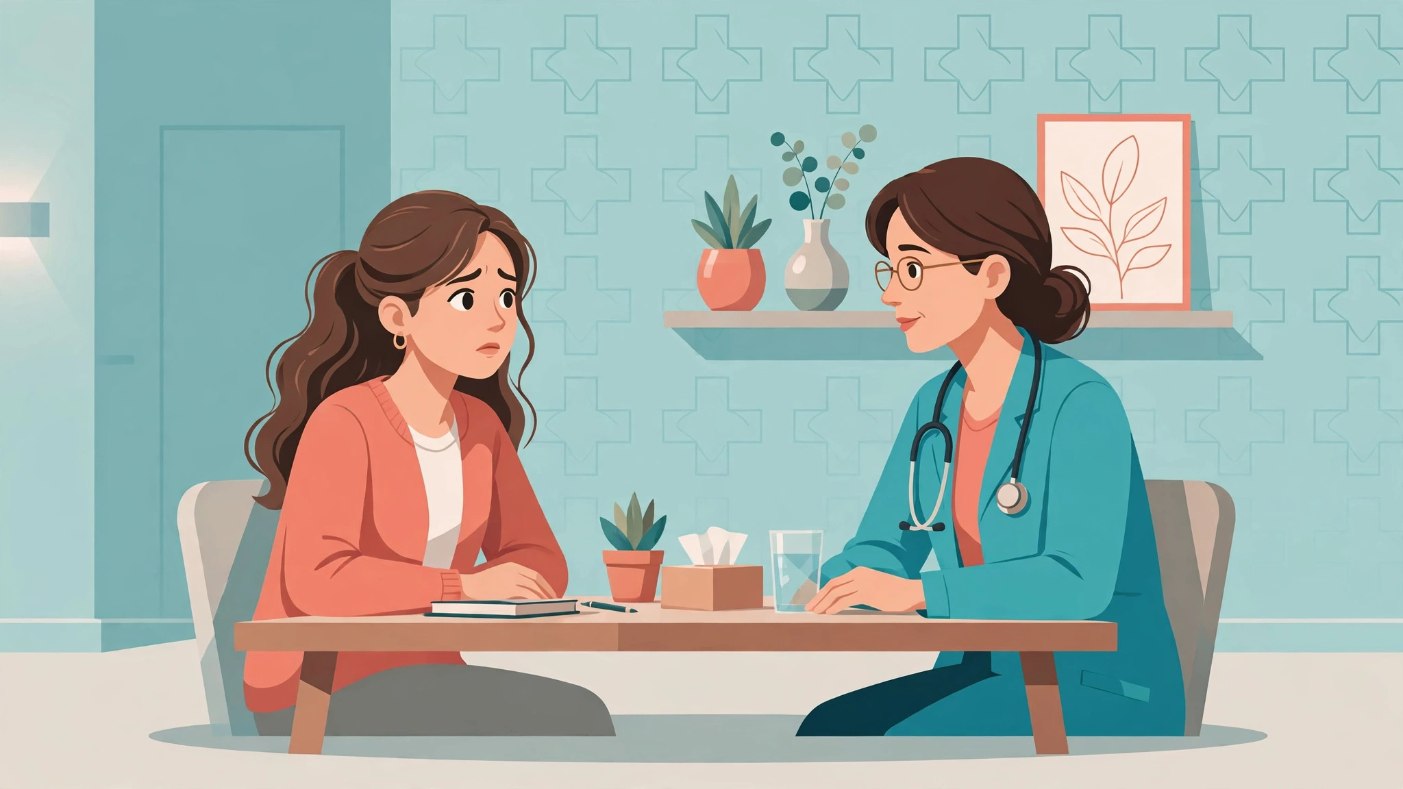 Doctor consulting a patient about why does sex hurt