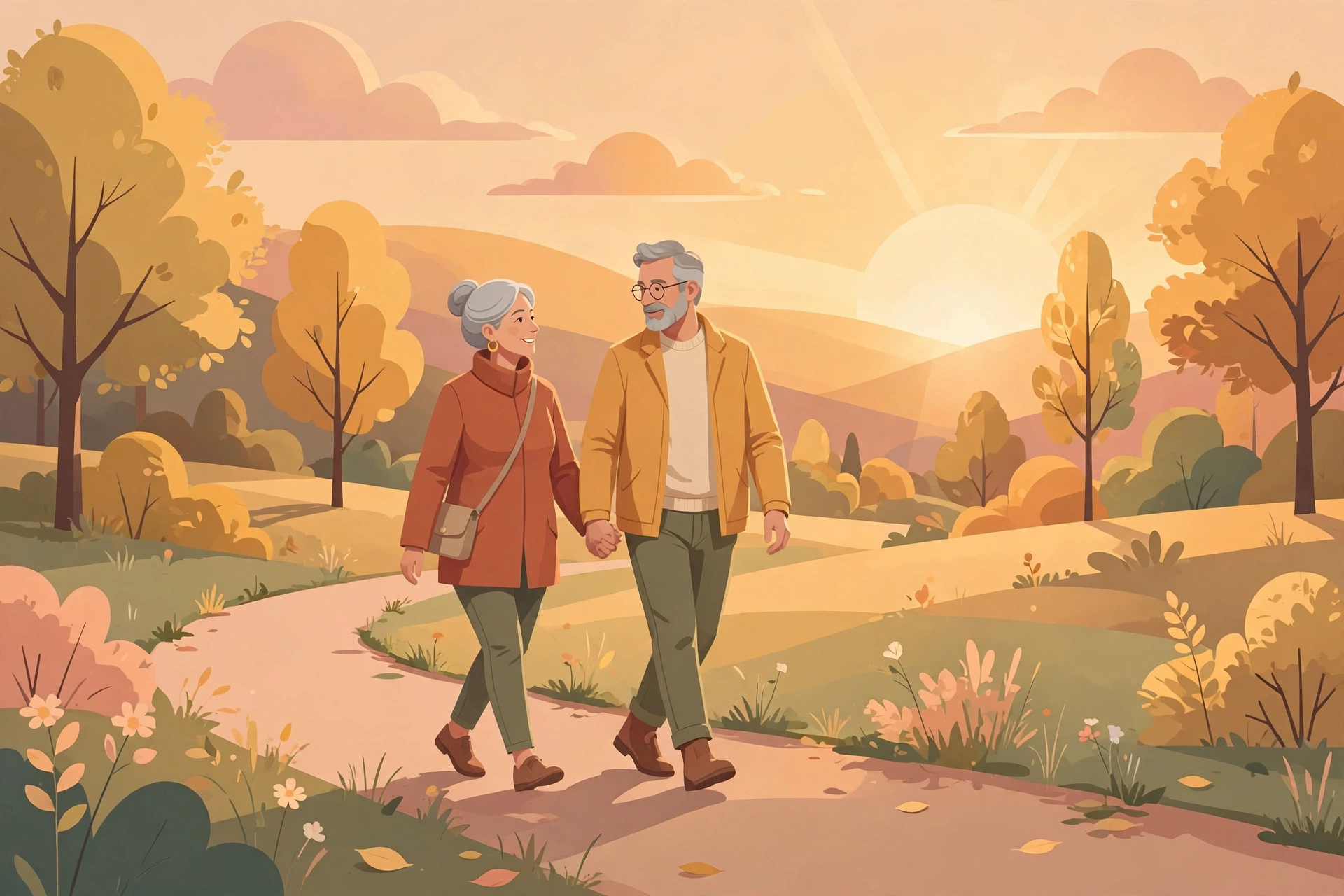 Mature couple holding hands, representing renewed intimacy after menopause