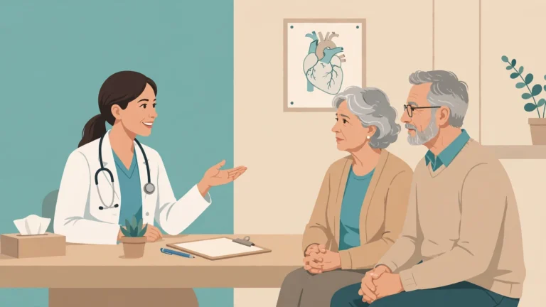 Doctor consulting a couple about painful intercourse after menopause