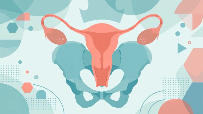 Flat vector medical illustration explaining painful sex women causes